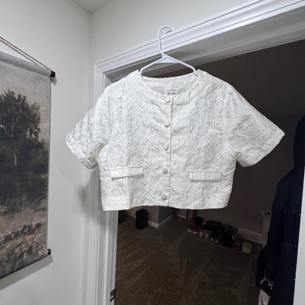 Floral Jacquard Skirt Set-Ivory